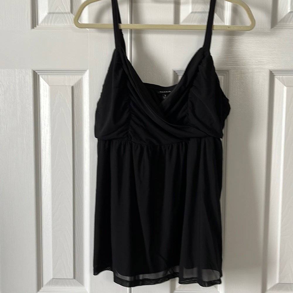Torrid top. Black. Silky. Spaghetti straps. Sz 1. EUC